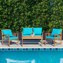 4-Piece Acacia Wood Patio Conversation Set with Cushions