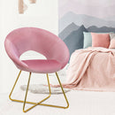 Modern Accent Velvet Dining Arm Chair with Golden Metal Legs and Soft Cushion