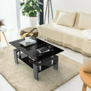 Rectangular Tempered Glass Coffee Table with Shelf