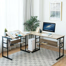 L-Shaped Computer Desk with Tiltable Tabletop