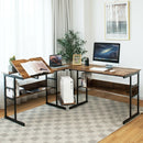 L-Shaped Computer Desk with Tiltable Tabletop