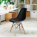 4 Pieces Modern Plastic Hollow Chair Set with Wood Leg