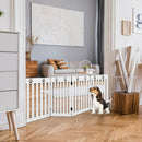 24 Inch Folding Wooden Freestanding Pet Gate Dog Gate with 360¬∞ Hinge