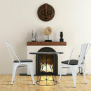 4 Pieces Tolix Style Metal Dining Side Chair Stackable Wood Seat