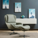 360¬∞ Swivel Leather Lounge Chair with Ottoman and Aluminum Alloy Base
