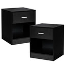 2 Pieces Nightstand with Storage Drawer and Cabinet