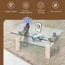 Rectangle Glass Coffee Table with Metal Legs for Living Room