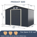 9 x 6 Feet Metal Storage Shed for Garden and Tools-Gray