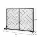 2-Panel Fireplace Screen Folding Metal Fire Place Safety Fence with Magnetic Doors