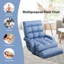Folding Lazy Floor Chair Sofa with Armrests and Pillow