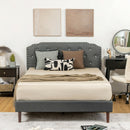 Upholstered Bed Frame with Adjustable Diamond Button Headboard