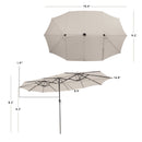 15 Feet Twin Patio Umbrella with 48 Solar LED Lights