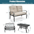 2 Pieces Patio Loveseat Bench Table Furniture Set with Cushioned Chair-Blue