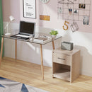 Wooden Nightstand with Drawer and Open Storage Compartment