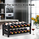 2-Tier 12 Bottles Bamboo Storage Shelf Wine Rack