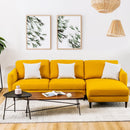 L-Shaped Fabric Sectional Sofa with Chaise Lounge and Solid Wood Legs