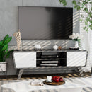Sliding Door TV Stand with Adjustable Shelf for TVs up to 55 Inch