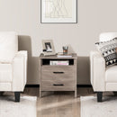 Modern Wood Grain Nightstand with Cable Hole and Open Compartment