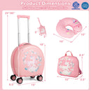 Kids Luggage Set with 14 Inches Carry-on Hardside Spinner Toddler Luggage and 10 Inches Backpack-Pink