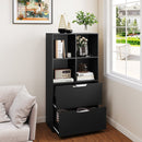 4-Cube Bookcase with 2 Drawers 51 inch 5-Tier Tall Freestanding Bookshelf