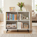 4-Cube Bookshelf with Metal Legs - White