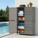 Rattan Vertical Storage Shed with Adjustable Shelves