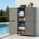 Rattan Vertical Storage Shed with Adjustable Shelves