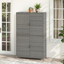 Rattan Vertical Storage Shed with Adjustable Shelves