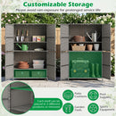 Rattan Vertical Storage Shed with Adjustable Shelves