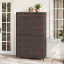 Rattan Vertical Storage Shed with Adjustable Shelves