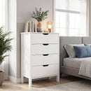 4-Drawer Dresser Wooden Nightstand with Anti-Tipping Kits-White