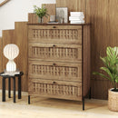 4-Drawer Dresser with Interlocking Mechanism and Metal Legs for Bedroom-Oak