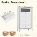 4 Drawer Modern Storage Cabinet with Flip Up Fluted Glass Door-Gray and White
