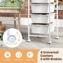 4-Drawer Rolling Storage Cart Mobile Utility Organizer with Wooden Tabletop and Lockable Wheels-White