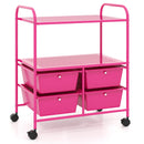 Mobile 4 Drawers Shelves Rolling Storage Cart Rack