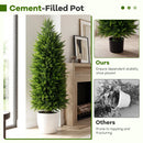 4 FT Artificial Topiary Tree Set of 2 Faux Cedar Cypress Plants in Cement-Filled Pots