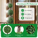 4 FT Artificial Triple Ball Boxwood Tree with Cement-filled Retro Planter Set of 2