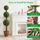 4 FT Artificial Triple Ball Boxwood Tree with Cement-filled Retro Planter Set of 2