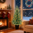 4 FT Pre-lit Christmas Trees with 70 Warm White LED Lights and 173 Branch Tips 2 Pack