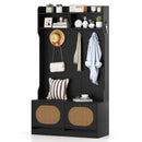 4-In-1 Hall Tree with Coat Rack and Flip Drawers for Entryway Mudroom