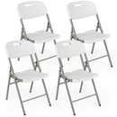 4 Pack Folding Stackable Chairs with Metal Frame and Carrying Handle-White