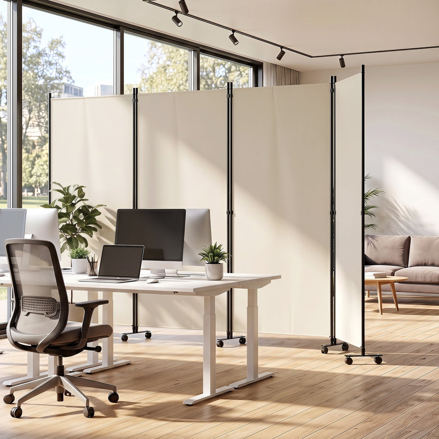 4-Panel Folding Room Divider with Wheels - 71.5