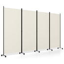4-Panel Folding Room Divider with Wheels - 71.5" Tall