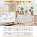 4-Panel Pegboard Display Stand Folding Room Divider with Solid Wood Frame-White