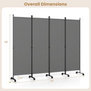 4-Panel Room Divider with Lockable Wheels - 87" x 68"