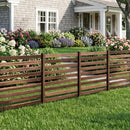 4-Panel Wooden Outdoor Privacy Fence with Ground Stakes