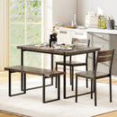 4-Piece Dining Table Set for 4 with 1 Bench and 2 Chairs-Gray