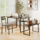 4-Piece Dining Table Set for 4 with 1 Bench and 2 Chairs-Gray