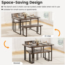 4-Piece Dining Table Set for 4 with 1 Bench and 2 Chairs-Gray
