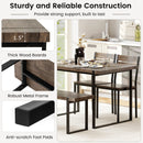 4-Piece Dining Table Set for 4 with 1 Bench and 2 Chairs-Gray